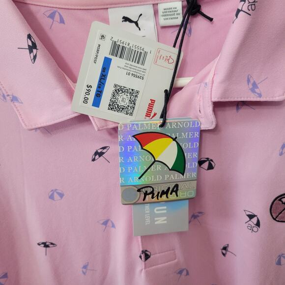 NWT PUMA AP CLOUDSPUN DANCING UMBRELLAS GOLF POLO 539556-01 PINK SZ XL (X-LARGE) - Picture 5 of 8